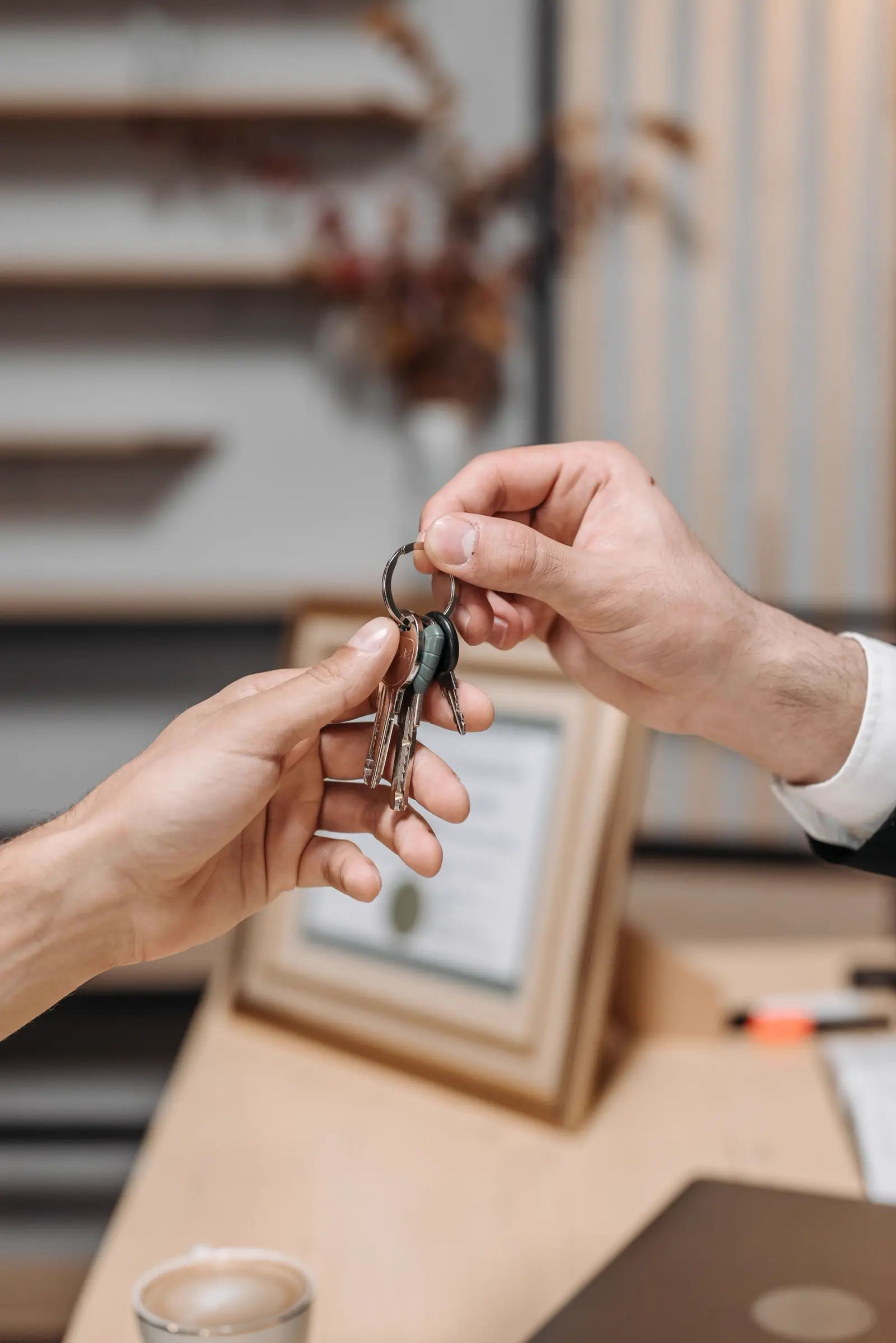 House keys handed over after a real estate closing
